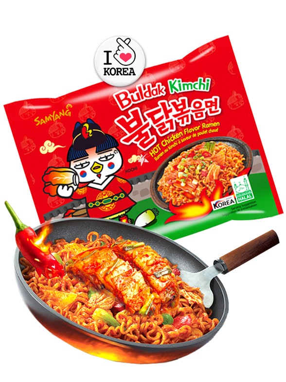 Fideos Ramen Coreanos Salteados con Kimchi Wok ULTRA SUPER HOT Chicken | Buldak | Bag 135 grs.