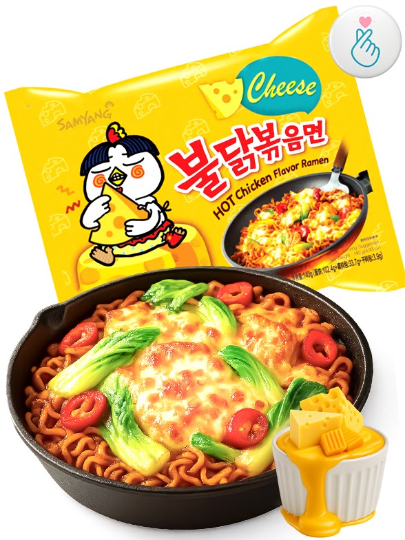 Fideos Ramen Coreano Salteado Queso ULTRA HOT Chicken | Buldak 140g. | Edición Japonesa