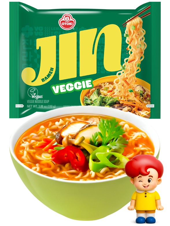 Fideos Ramen Coreanos Ramyun Jin Green | Veggie | Picante 110g.