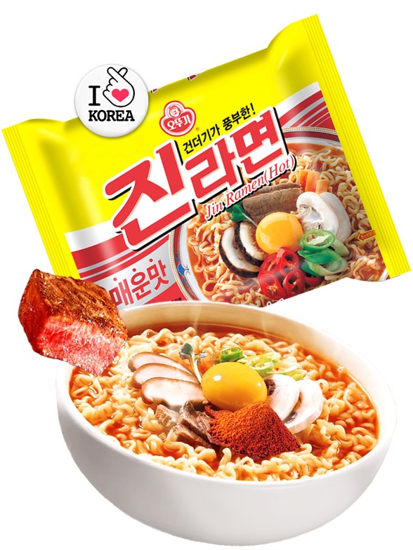 Fideos Ramen Coreanos Jin Ramyun Red de Carne | Picante 120g.
