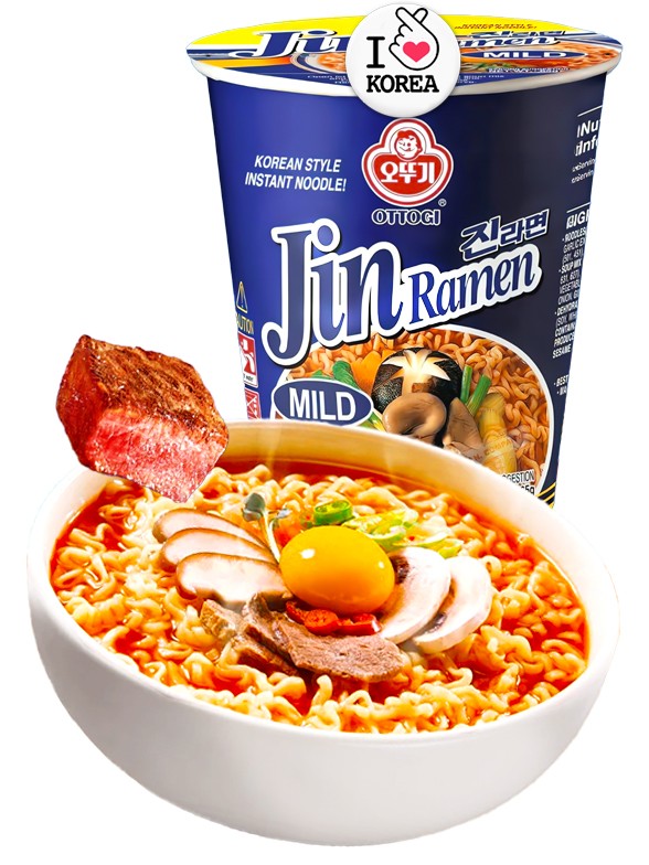 Fideos Ramen Coreanos Jin Ramyun Blue de Carne | Cup | Medio Picante 65g.