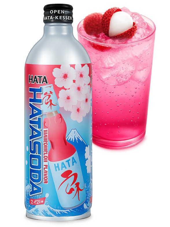 Soda Ramune de Lichi Hatasoda | Hata Botella Metalica 500 ml.