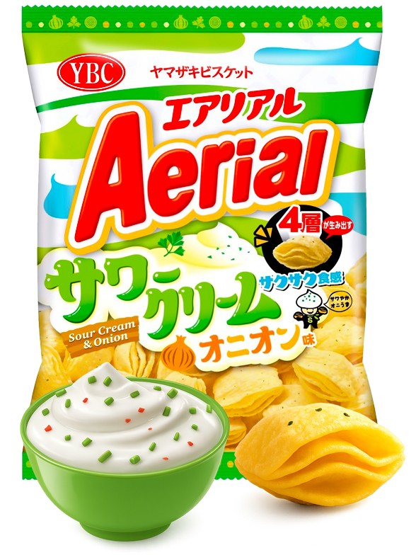 Snack de Almohadillas de Maíz de Crema Agria y Cebolla | Aerial 65g.