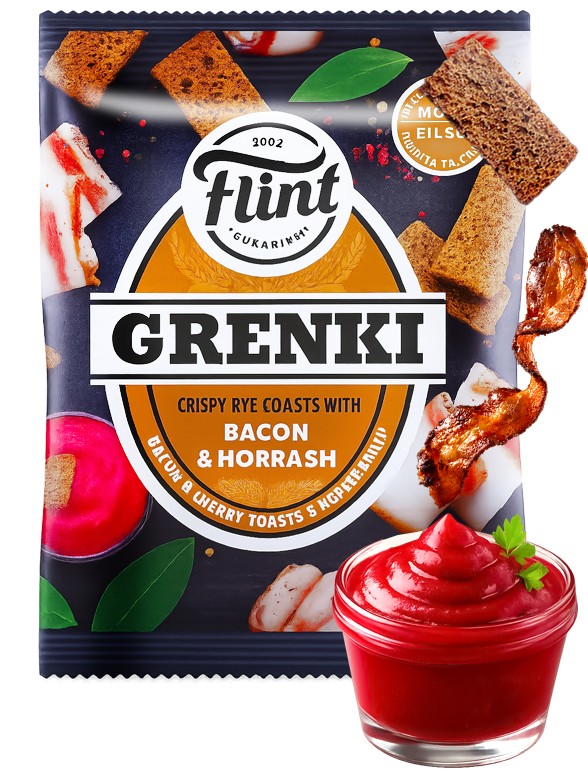 Snack de Centeno Sabor a Tocino y Rábano Picante 70g.