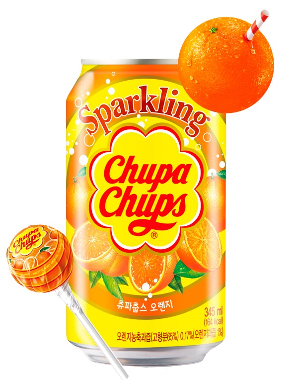 Refresco Coreano Sabor Chupa Chups Naranja 345 ml.