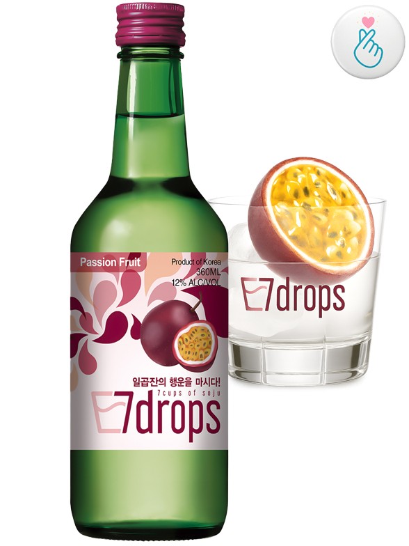 Licor Coreano Soju de Fruta de la Pasión | 7 drops 360 ml.