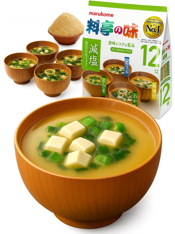 Sopas Instantáneas de Miso | Bajas en Sal | 12 Raciones | 4 variedades