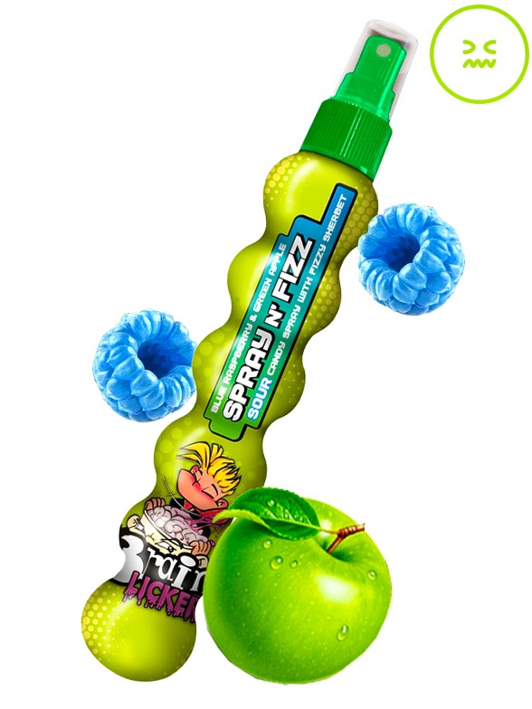 Spray Sour Candy de Frambuesa Azul y Manzana Verde | Spray N' Fizz 80 grs.