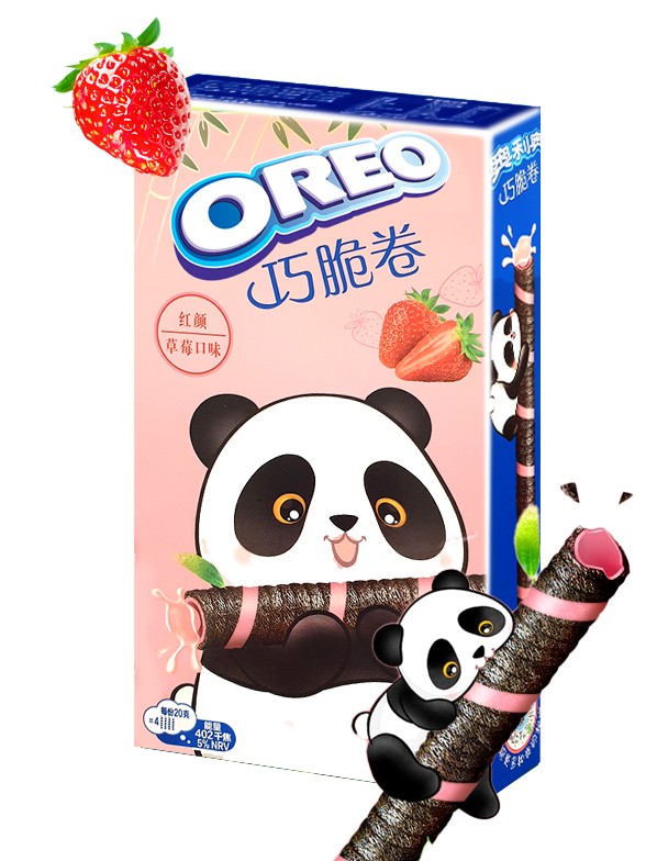 Sticks de Barquillo de Oreo rellenos de Fresa | Edición Panda 55 grs.