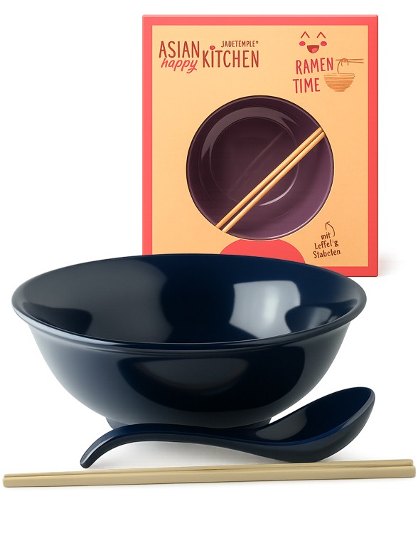 Bol Grande y Cuchara para Ramen de Porcelana | Palillos de Bambú