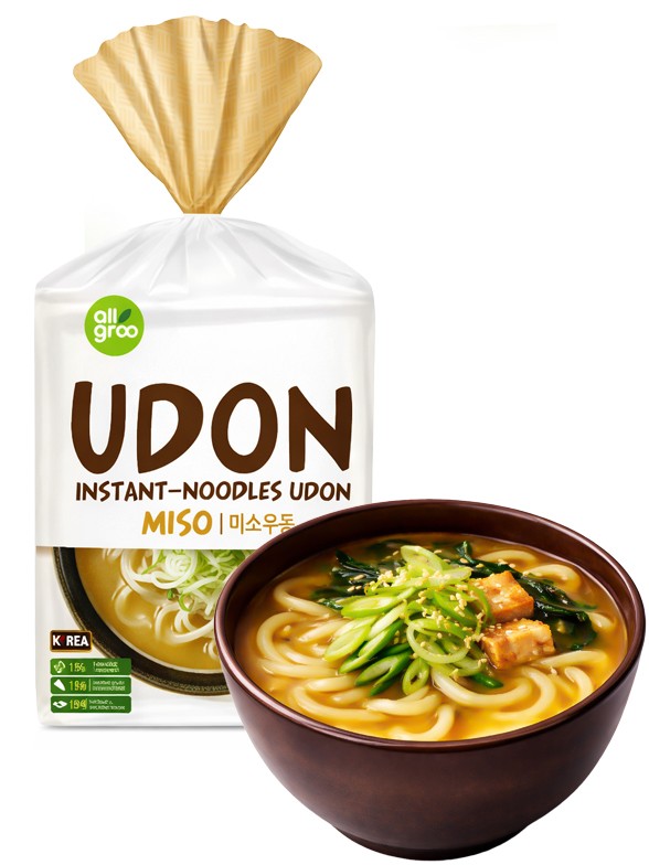 3 Raciones de Fideos Udon Coreanos con Miso y Tofu