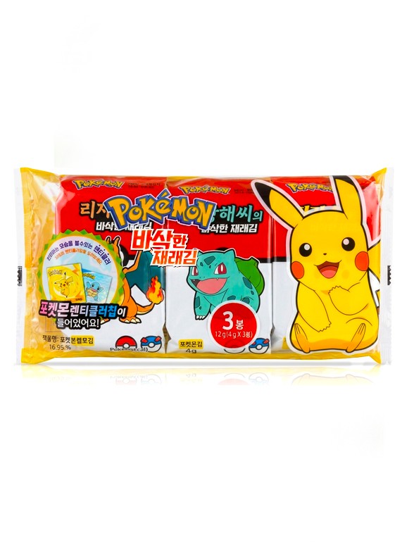 Algas Nori Gim Crujiente Sazonada | Con Carta Pokemon 12g. (3x 4g)