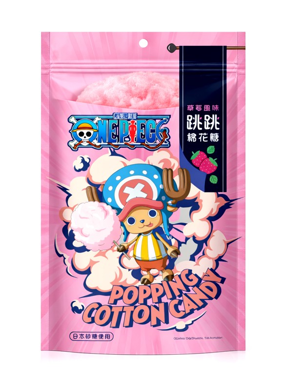 Algodón de Azúcar con Chasquidos | Sabor Fresa | One Piece 15g.