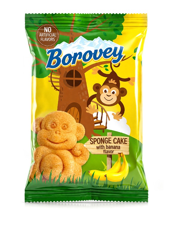 Bizcocho Monito relleno de Crema de Banana | Borovets 30g.