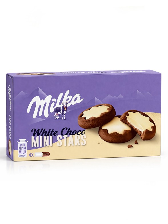 Mini Cookies Stars de Cacao con Crema de Leche Milka 150g.