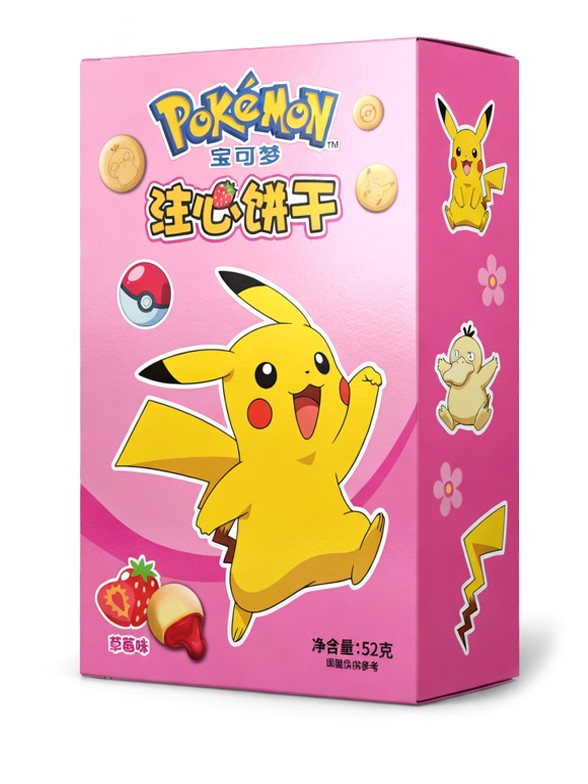 Galletas Pokémon rellenas de Crema de Fresa 52g.