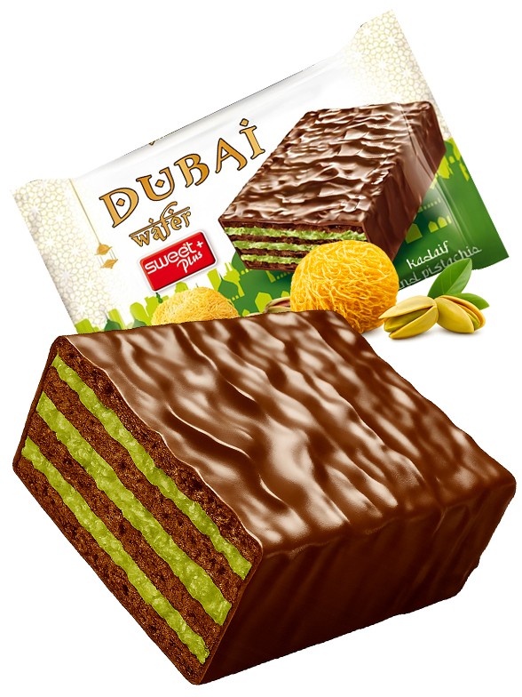 Chocolatina Waffer Dubai de Chocolate y Pistacho 35g.
