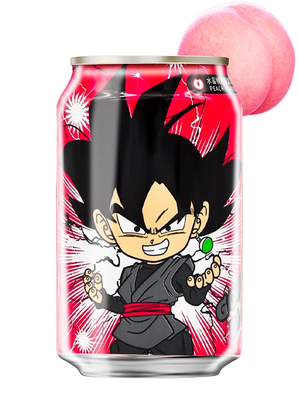 Agua Soda Sabor Melocotón | Ocean Bomb Edición Dragon Ball | Goku Black 330 ml.