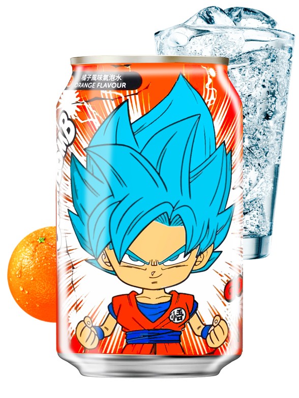 Agua Soda Sabor Naranja | Ocean Bomb Edición Dragon Ball | Goku SS God 330 ml.