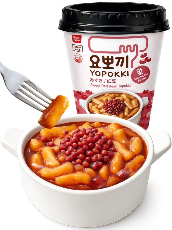 Yopokki | Mochis Coreanos Topokki Instantáneos con Sopa Dulce de Azuki 120g.