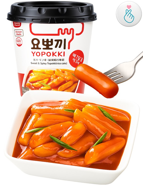 Topokki Coreanos Instantáneos con Salsa Halal | Yopokki 120g.
