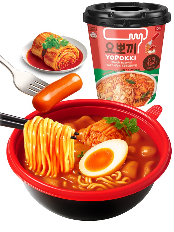 Topokkis | Mochis y Ramen Coreanos Rapokki Instantáneos con Kimchi 145g.