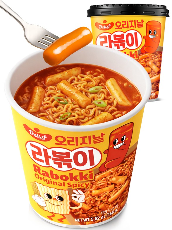 Fideos Ramen Coreanos con Topokkis Sweet & Spicy | Rabokki Cup 165g.