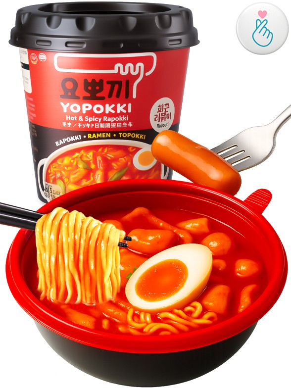 Ramen y Topokki Instantáneos con Salsa Hot & Spicy | Yopokki 145g.