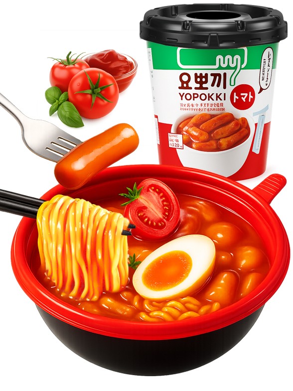 Topokki Coreanos Instantáneos con Tomate | Yopokki 120g.