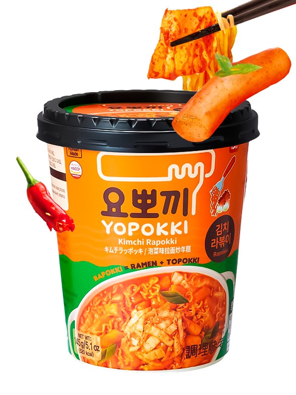 Yopokki | Mochis y Ramen Coreanos Rapokki Instantáneos con Kimchi 145 grs.