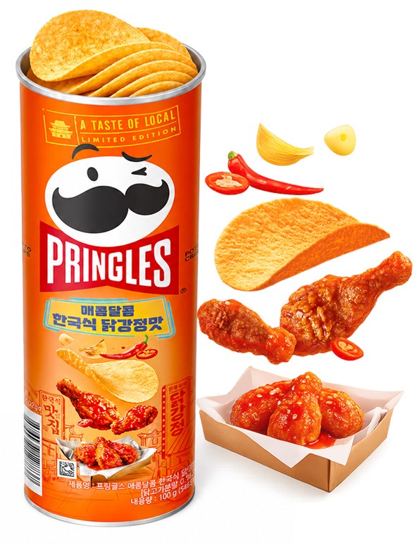 Pringles Coreanas de Pollo Coreano Frito Dulce y Picante 100g.