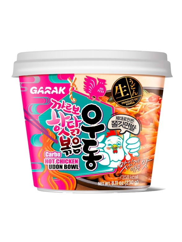 Fideos Udon Frescos Coreanos de Pollo Picante Carbonara Bowl | Garak 230g.
