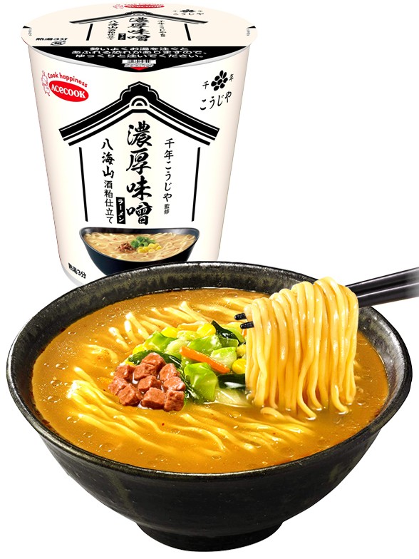 Fideos Ramen Cup de Miso y Sake Niigata | Sennen Koji-Ya 63g.