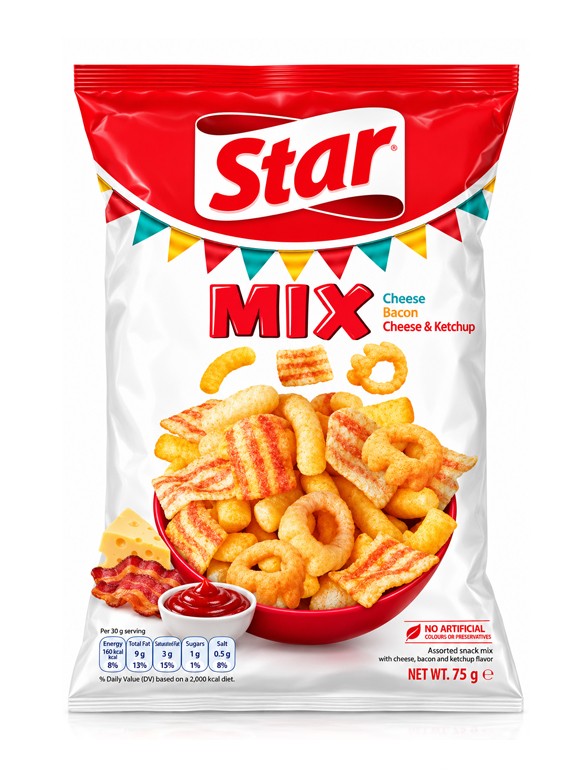 Snack Mix Queso, Bacon y Queso-Ketchup | Star Pepsi 90 g