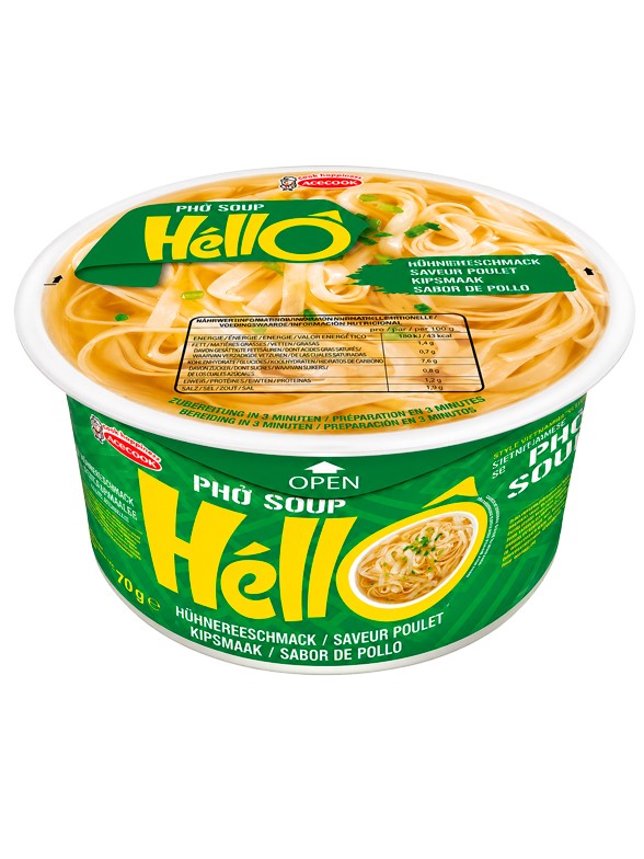 Tallarines sin Gluten Hello Pho Pollo Acecook 70 g