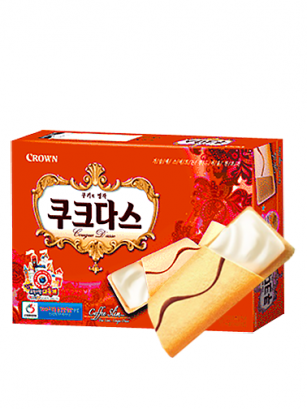 Biscuits Coreanos rellenos de Crema de Chocolate Blanco y Leche 77g.