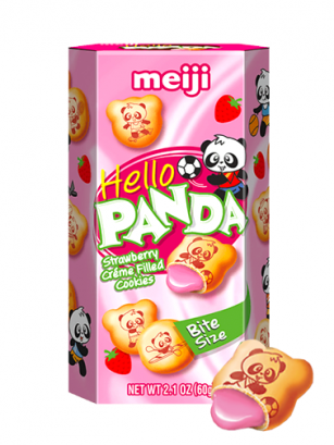 Galletas Meiji Hello Panda de Crema de Leche y Fresas