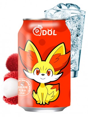 Agua Soda Sabor Lichi | Edición Pokemon Fennekin | Qdol 330 ml.