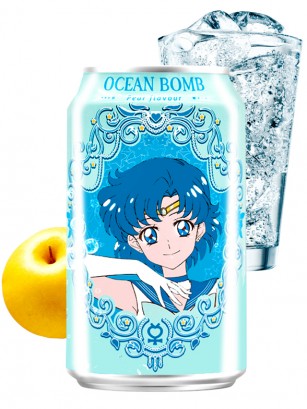 Agua Soda Sabor Pera Asiática | Ocean Bomb Edición Sailor Moon | Mercury 330 ml.