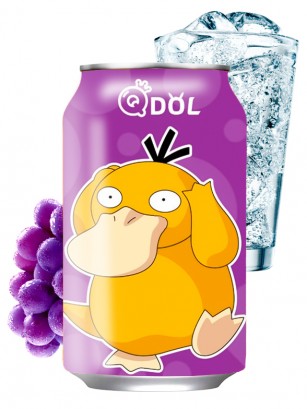 Agua Soda Sabor Uva | Edición Pokemon Psyduck | Qdol 330 ml.