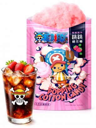 Algodón de Azúcar con Chasquidos | Sabor Fresa | One Piece 15g.