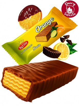Chocolatina Waffer con Chocolate Lima Naranja | Sin Azúcar | Dairy Sweets 35 grs.