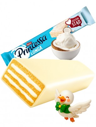 Chocolatina Princessa Choco Blanco Nestle y Coco Cream | Long | Dairy Sweets 40g.