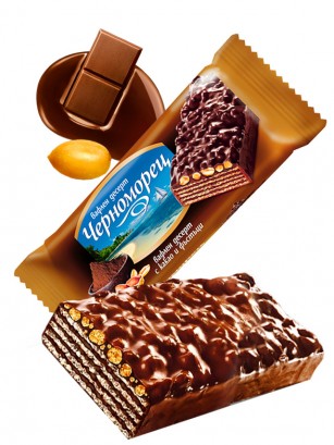 Chocolatina de Barquillo Chocolateada con Cacao y Cacahuetes 75g.