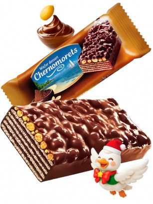 Chocolatina de Barquillo Chocolateada con Cacao y Cacahuetes 75g.