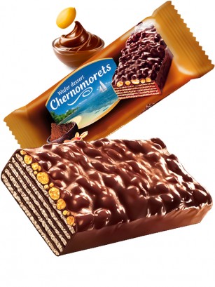 Chocolatina de Barquillo Chocolateada con Cacao y Cacahuetes 75g.