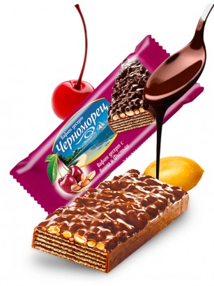 Barrita de Barquillo Chocolateada con Cereza y Cacahuetes 75 grs.