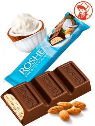 Chocolatina Roshen con Coco y Almendra | Dairy Sweets 29g.