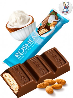 Chocolatina Roshen con Coco y Almendra | Dairy Sweets 29g.