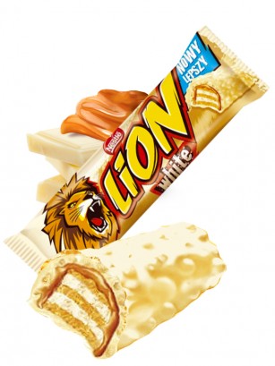 Barrita de Chocolate Blanco y Caramelo | Lion Nestle 42 grs.